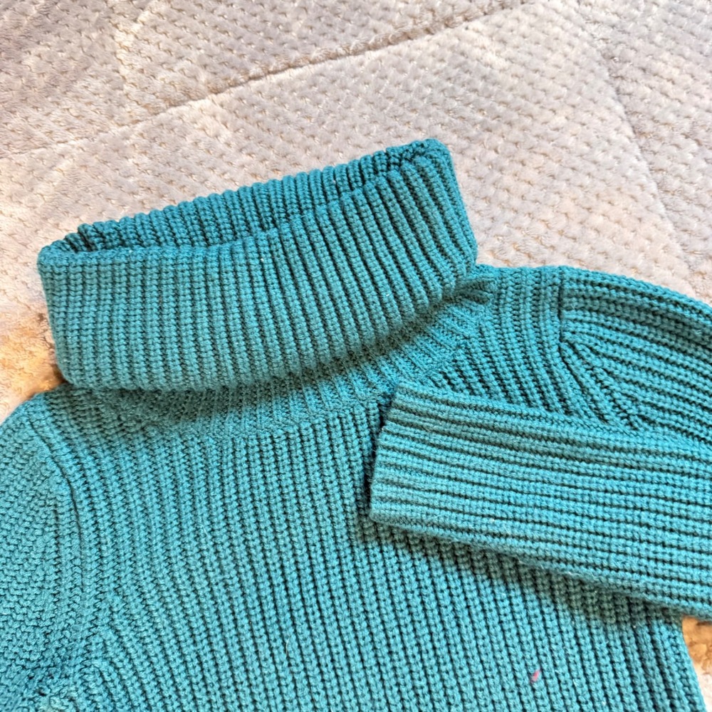 Forenza Teal Blue Ribbed Knit Turtleneck Sweater Womens XS Long Sleeve Acrylic